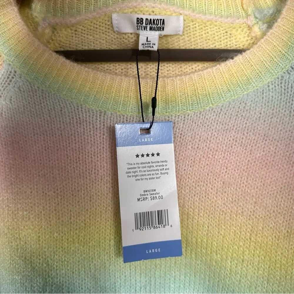 NWT BB Dakota By Steve Madden Ombre Sweater Wool Blend Size Large